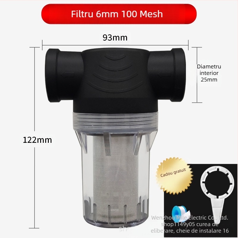 Pre-filtru pentru conducte de apă, din oțel inoxidabil 304, filtru vizual transparent, Mileage brand, stil modern minimalist