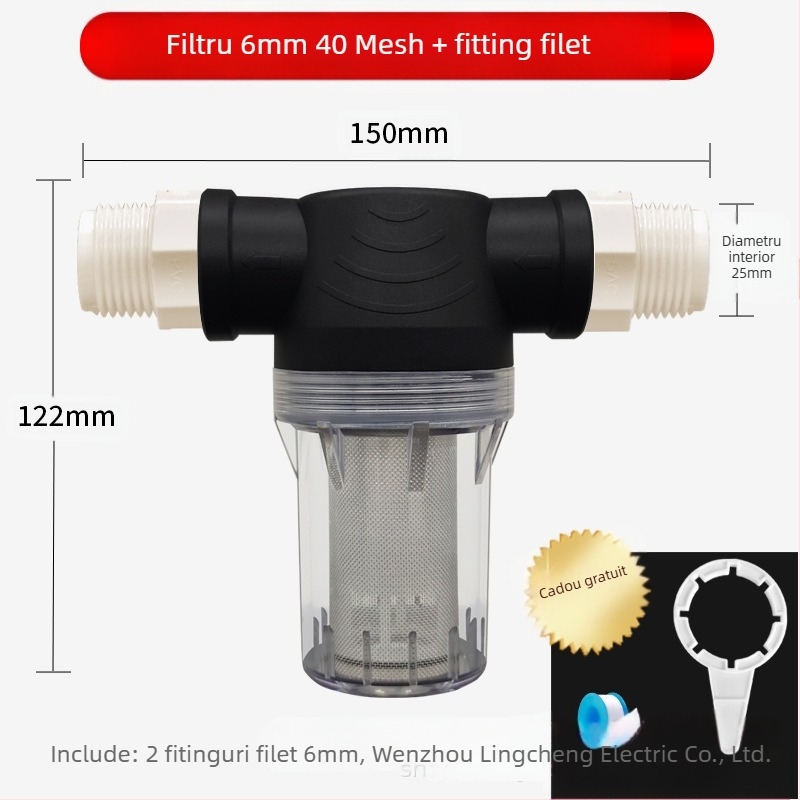 Pre-filtru pentru conducte de apă, din oțel inoxidabil 304, filtru vizual transparent, Mileage brand, stil modern minimalist