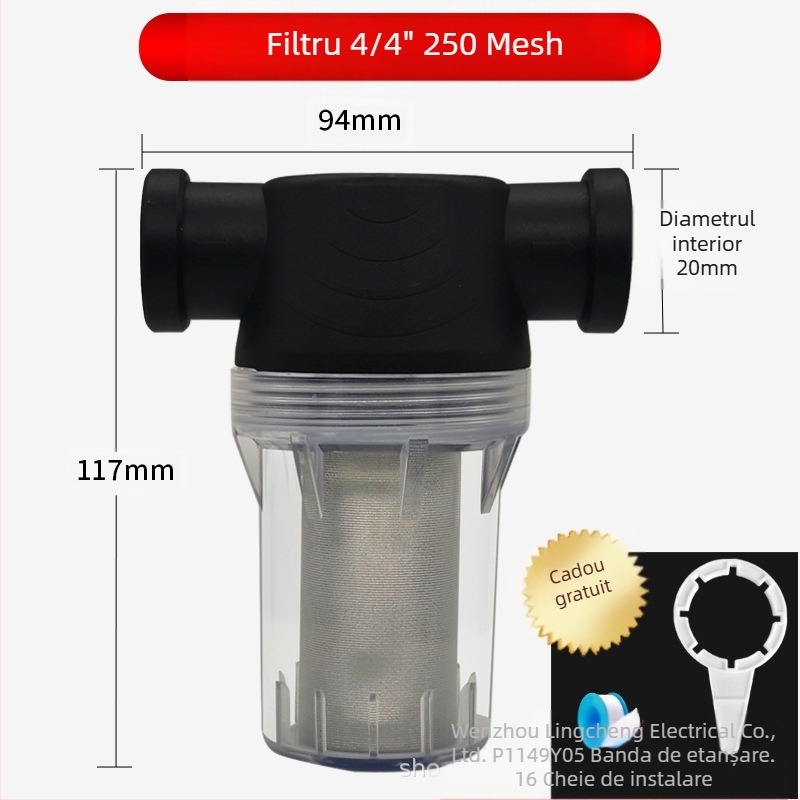 Pre-filtru pentru conducte de apă, din oțel inoxidabil 304, filtru vizual transparent, Mileage brand, stil modern minimalist