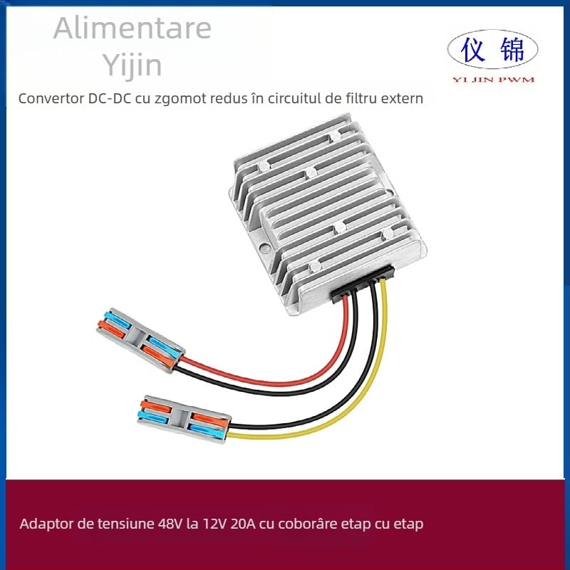 Convertor DC-DC auto 48V-12V, 10–30A, IP67 impermeabil, intrare 18–75V, ieșire 12V DC, sursă de alimentare cu comutator