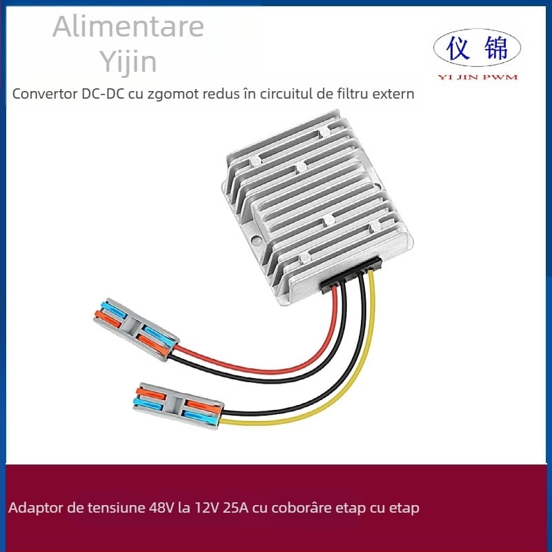 Convertor DC-DC auto 48V-12V, 10–30A, IP67 impermeabil, intrare 18–75V, ieșire 12V DC, sursă de alimentare cu comutator