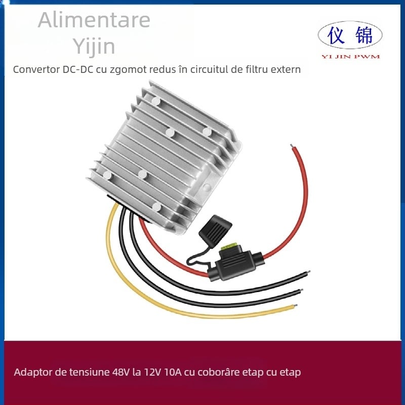 Convertor DC-DC auto 48V-12V, 10–30A, IP67 impermeabil, intrare 18–75V, ieșire 12V DC, sursă de alimentare cu comutator