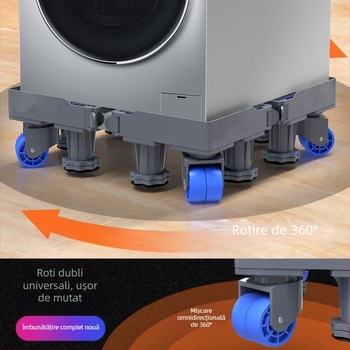 Bază pentru mașina de spălat; anti-derapantă, reglabilă, mobilă; fără montaj; material plastic, 3 straturi