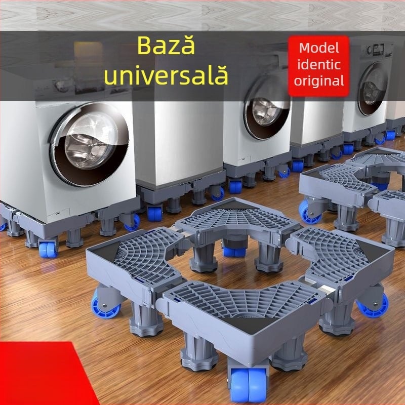 Bază pentru mașina de spălat; anti-derapantă, reglabilă, mobilă; fără montaj; material plastic, 3 straturi