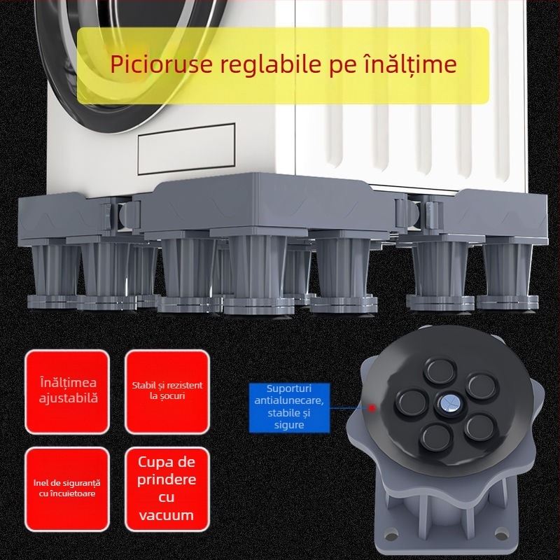 Bază pentru mașina de spălat; anti-derapantă, reglabilă, mobilă; fără montaj; material plastic, 3 straturi