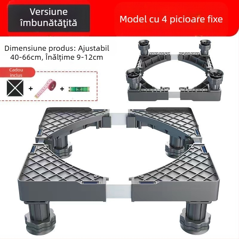 Bază pentru mașina de spălat; anti-derapantă, reglabilă, mobilă; fără montaj; material plastic, 3 straturi