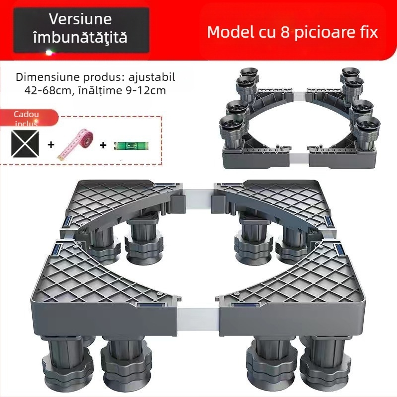 Bază pentru mașina de spălat; anti-derapantă, reglabilă, mobilă; fără montaj; material plastic, 3 straturi