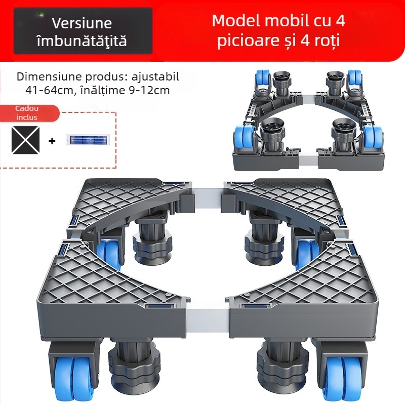 Bază pentru mașina de spălat; anti-derapantă, reglabilă, mobilă; fără montaj; material plastic, 3 straturi