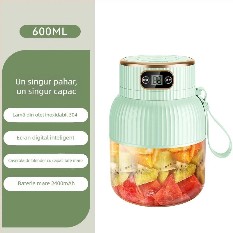 Storcător portabil de fructe și legume, capacitate 601–800 ml, 200 W, viteză 20001–22000 rpm, cinci sau mai multe lame, baterie încorporată