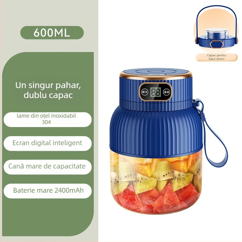 Storcător portabil de fructe și legume, capacitate 601–800 ml, 200 W, viteză 20001–22000 rpm, cinci sau mai multe lame, baterie încorporată