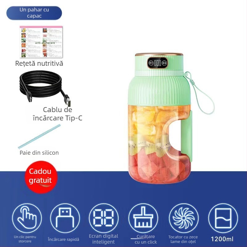 Storcător portabil de fructe și legume, capacitate 601–800 ml, 200 W, viteză 20001–22000 rpm, cinci sau mai multe lame, baterie încorporată