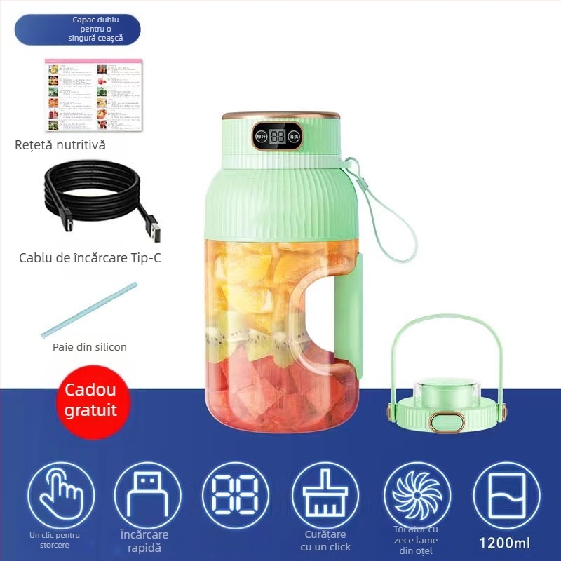 Storcător portabil de fructe și legume, capacitate 601–800 ml, 200 W, viteză 20001–22000 rpm, cinci sau mai multe lame, baterie încorporată