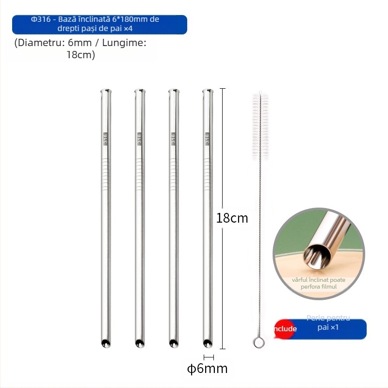 Paie din oțel inoxidabil 316, drept, portabilă pentru uz casnic cu lapte, cafea sau terci
