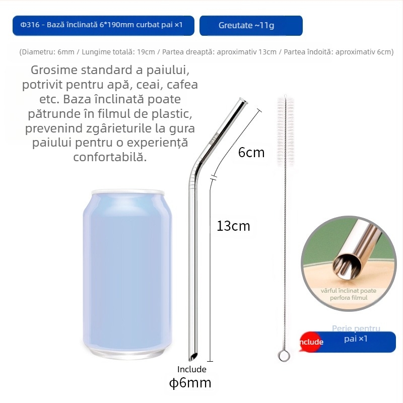 Paie din oțel inoxidabil 316, drept, portabilă pentru uz casnic cu lapte, cafea sau terci