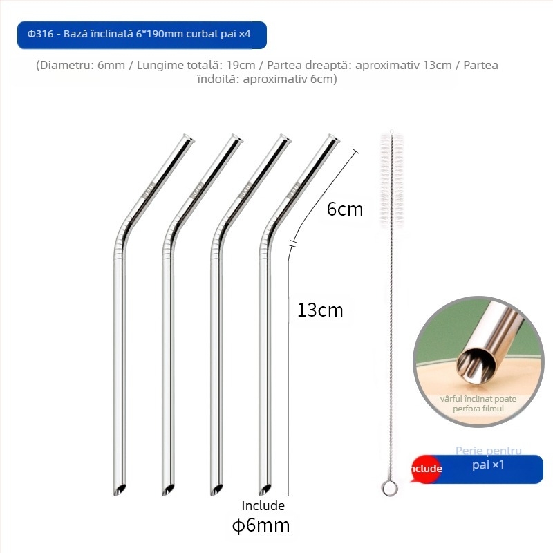 Paie din oțel inoxidabil 316, drept, portabilă pentru uz casnic cu lapte, cafea sau terci