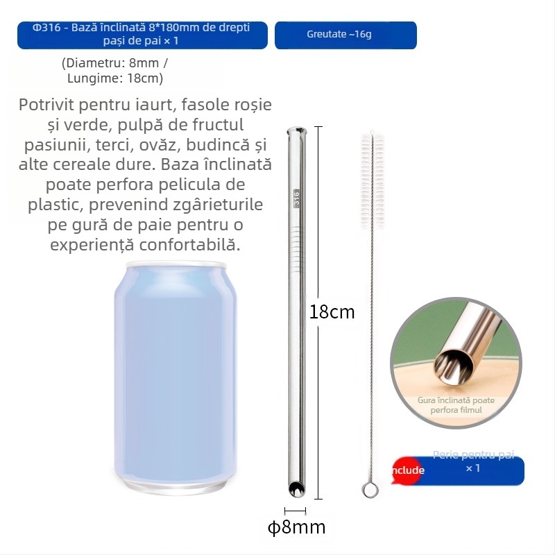 Paie din oțel inoxidabil 316, drept, portabilă pentru uz casnic cu lapte, cafea sau terci