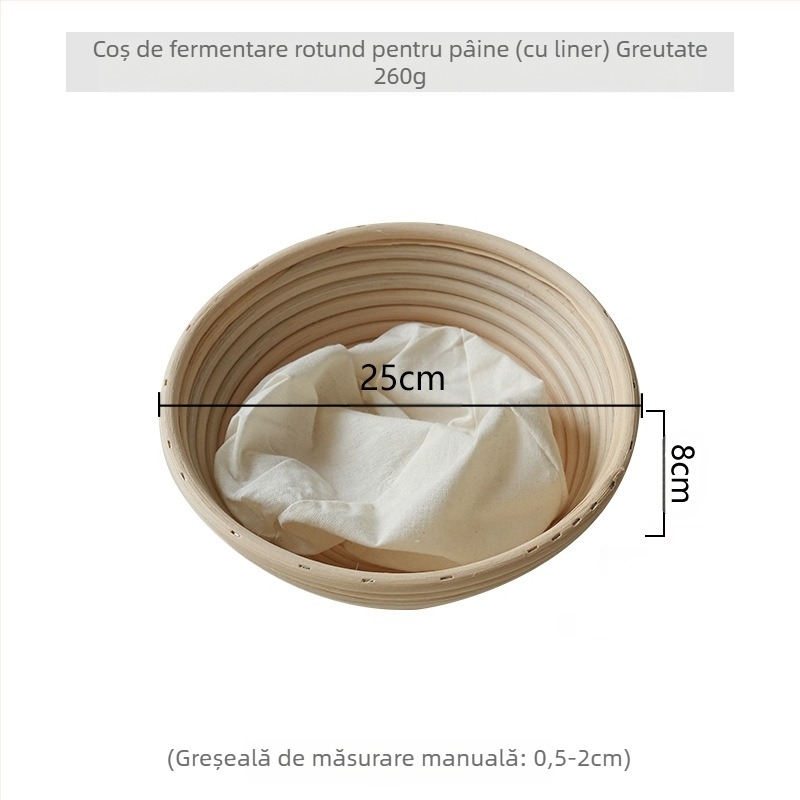 Coș de fermentare din ratan în stil european pentru pâine – pentru coacere și depozitare, stil modern minimalist, Origine: Vietnam