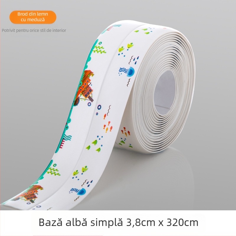 Bandă de perete autoadeziv impermeabilă pentru bucătărie și baie, anti mucegai, bandă de etanșare pentru rosturi, design plat, 1 bucată