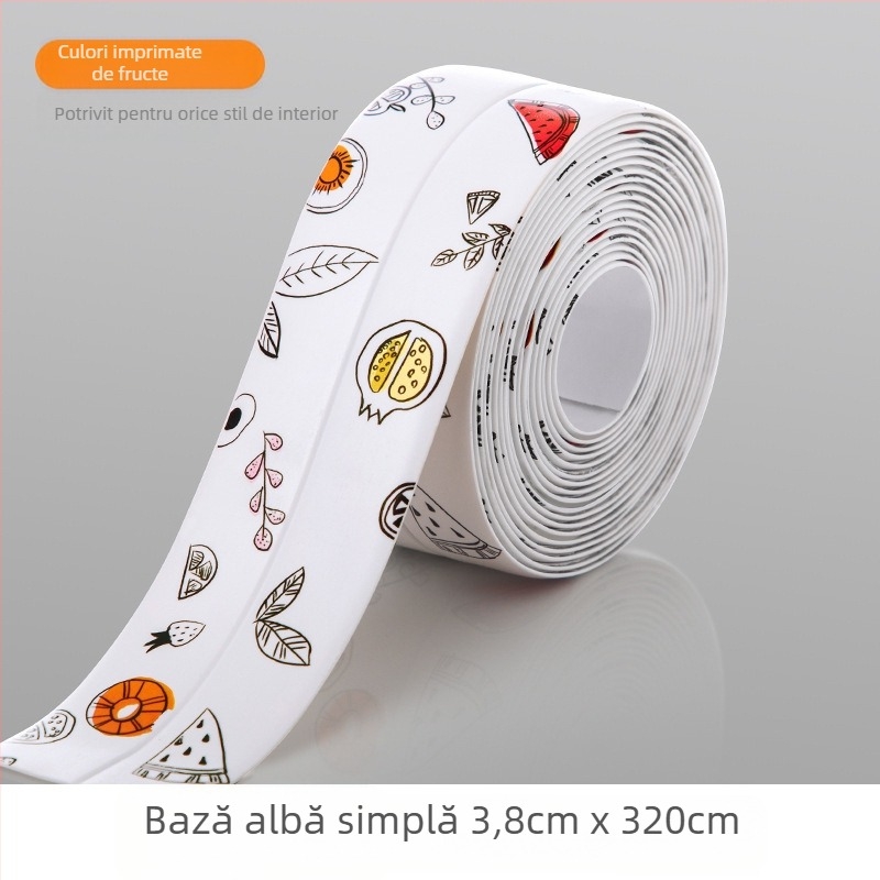 Bandă de perete autoadeziv impermeabilă pentru bucătărie și baie, anti mucegai, bandă de etanșare pentru rosturi, design plat, 1 bucată