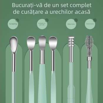 Set de linguri pentru urechi, design spiral portabil; material: oțel carbon; marcă: Other; pentru copii și adulți