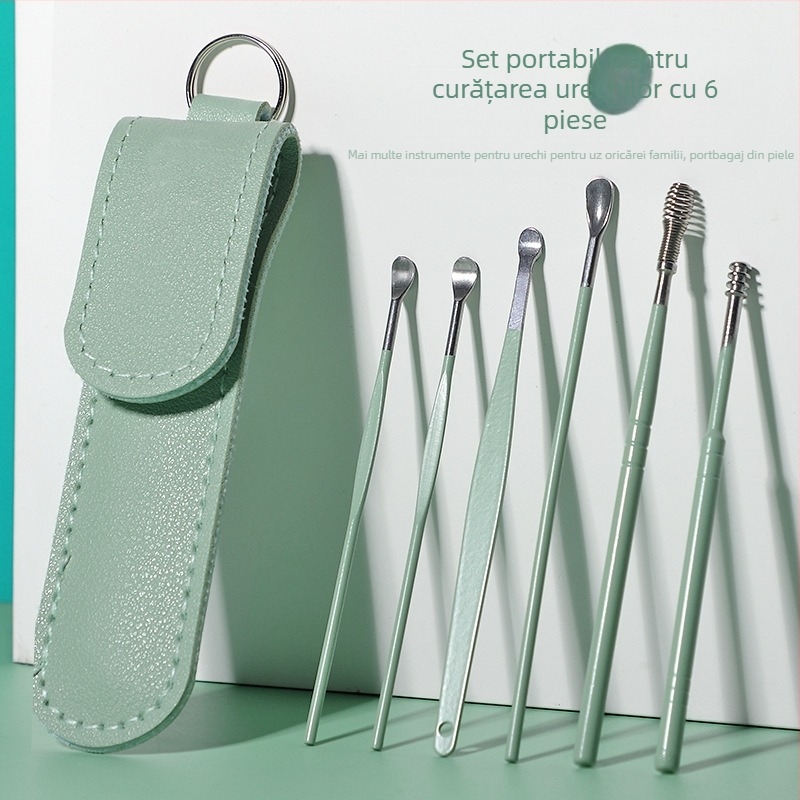 Set de linguri pentru urechi, design spiral portabil; material: oțel carbon; marcă: Other; pentru copii și adulți