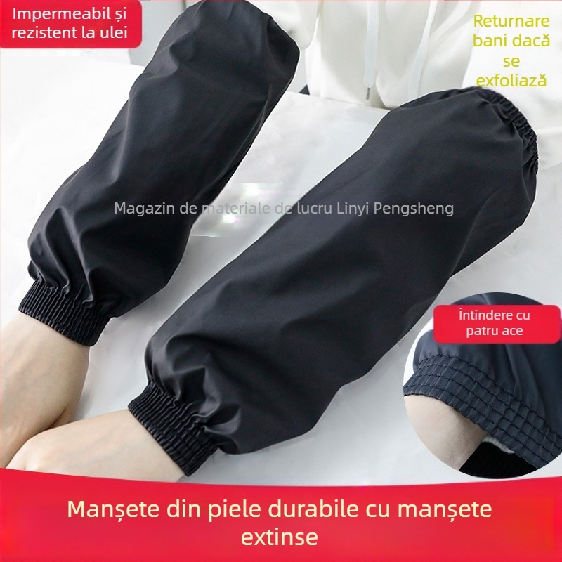 Manșete din piele PU impermeabile pentru bucătărie, cu căptușeală tricot, anti-murdărire și rezistente la ulei, pentru spălat vase și treburile casnice