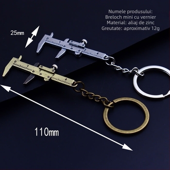 Mini caliper metal pentru chei, cu șurub reglabil, design modern minimalist, ambalaj individual.