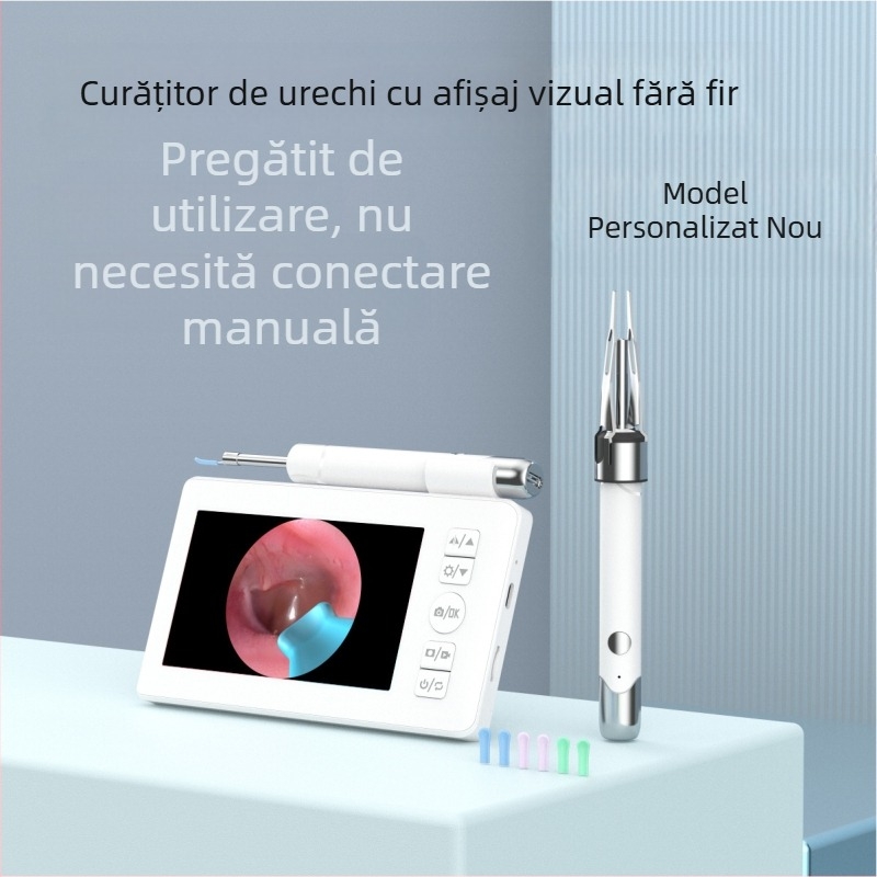 Glow lingură pentru urechi cu ecran, vizual fără fir, pensetă inclusă, PC+ABS