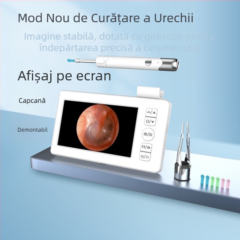 Glow lingură pentru urechi cu ecran, vizual fără fir, pensetă inclusă, PC+ABS