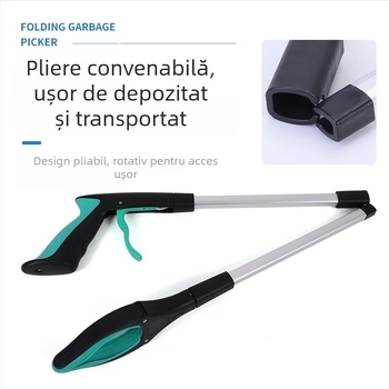 Clește pliabil din aliaj de aluminiu pentru gunoi - durabil, ușor, cu inel magnetic pentru utilizare în exterior