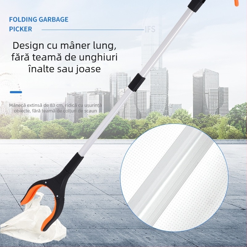 Clește pliabil din aliaj de aluminiu pentru gunoi - durabil, ușor, cu inel magnetic pentru utilizare în exterior
