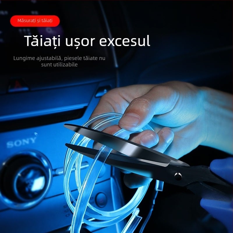 Bandă EL pentru interiorul mașinii – iluminare ambientală LED, 12V/5V