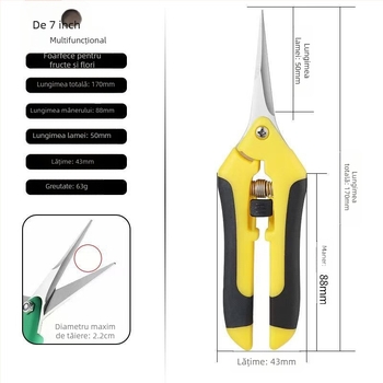 Foarfece pentru struguri, din oțel inoxidabil, multifuncționale pentru grădină, flori și culegere de fructe și legume