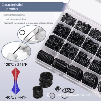 Inel O din cauciuc nitril, rezistență la temperaturi înalte, uzură, presiune ridicată, ozon, pachet de 360 buc.
