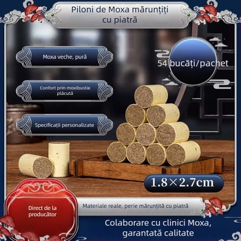 Bețișoare Moxa rulate pe piatră, Artemisia trei ani vechime, Model AZ-054, Pachet de 54 bucăți