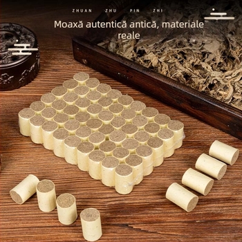 Bețișoare Moxa rulate pe piatră, Artemisia trei ani vechime, Model AZ-054, Pachet de 54 bucăți