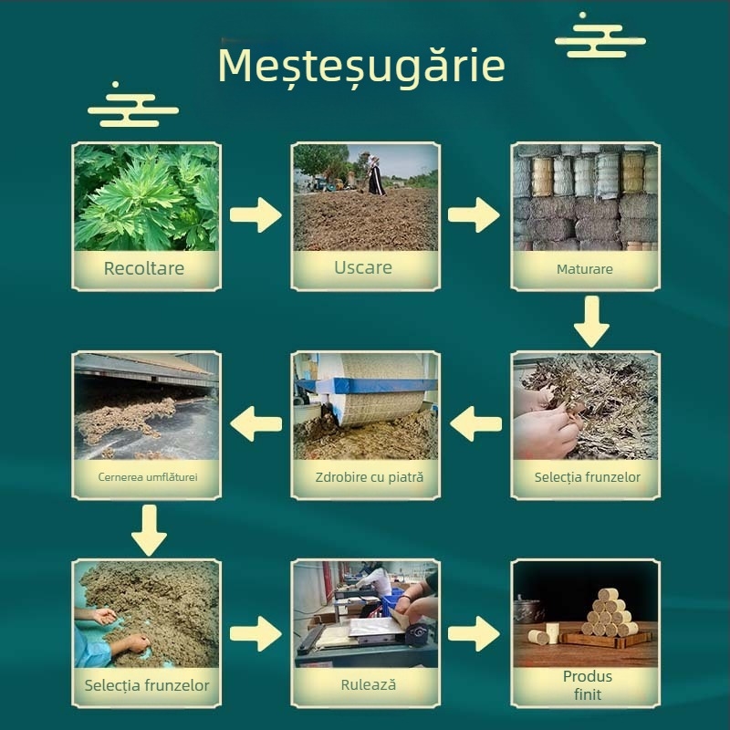Bețișoare Moxa rulate pe piatră, Artemisia trei ani vechime, Model AZ-054, Pachet de 54 bucăți