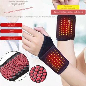Protecție pentru încheietură cu încălzire, terapie magnetică și particule infraroase – suport unisex pentru sport, pentru entorse
