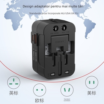 FIO adaptor de călătorie – PD20W încărcare rapidă, convertor priză universal, utilizare globală