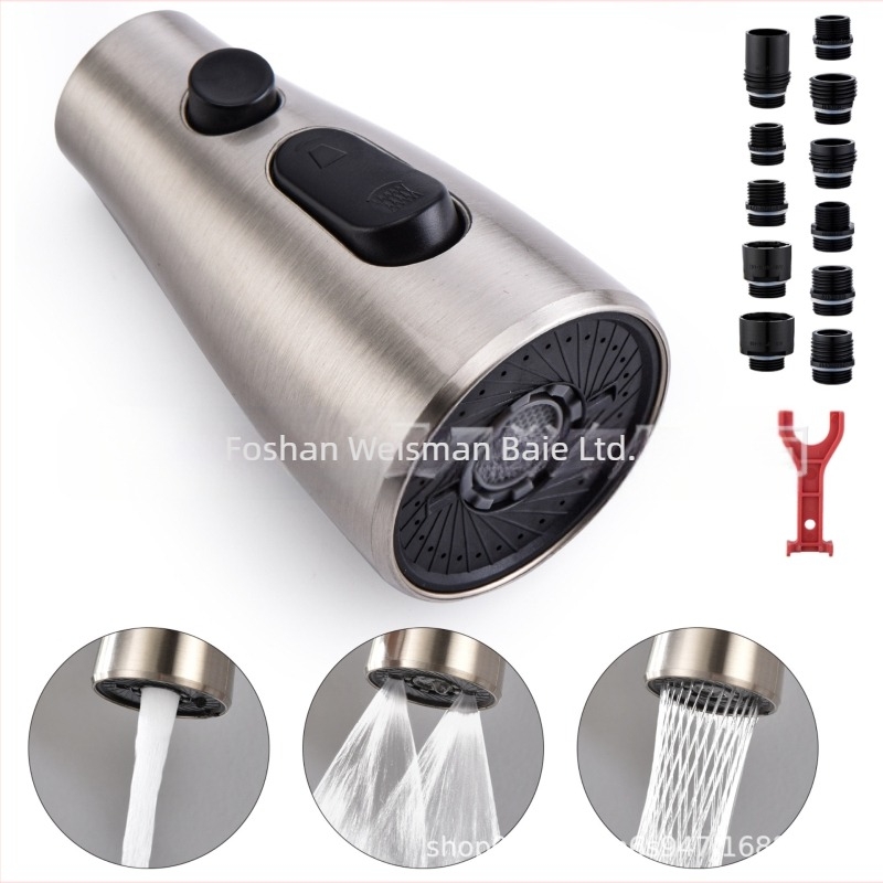 Extender pentru robinet de bucătărie cu cap de tras, set de 11 piese, model A100, ABS, acționare cu o singură manetă