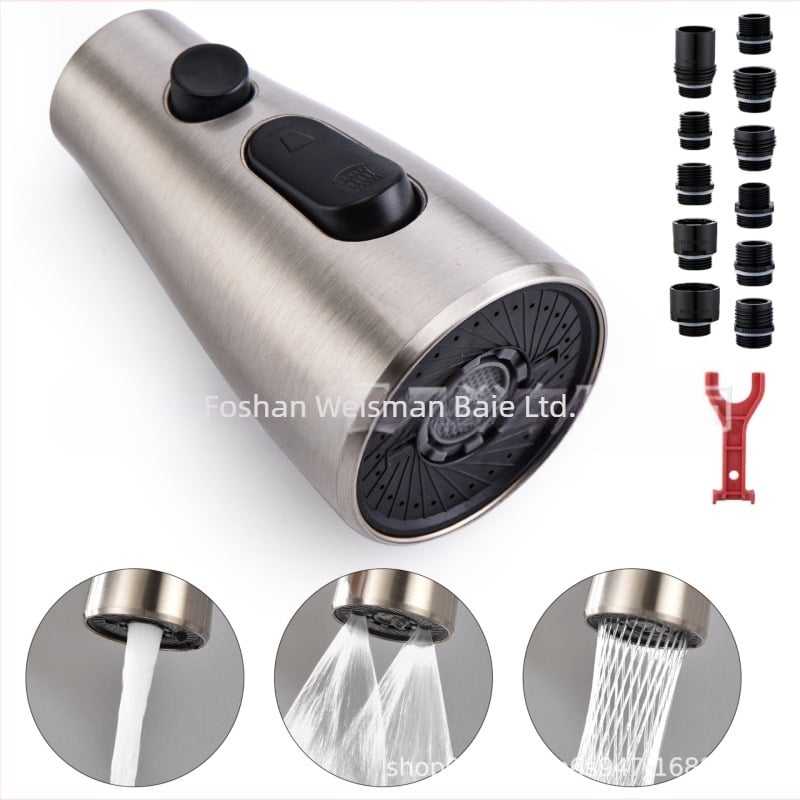 Extender pentru robinet de bucătărie cu cap de tras, set de 11 piese, model A100, ABS, acționare cu o singură manetă