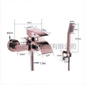 Set duș pentru cadă ORB cu robinet cu cădere și duș de mână, montaj pe perete, cupru, model HD-0909b, funcții: bule, ploaie, pulverizare