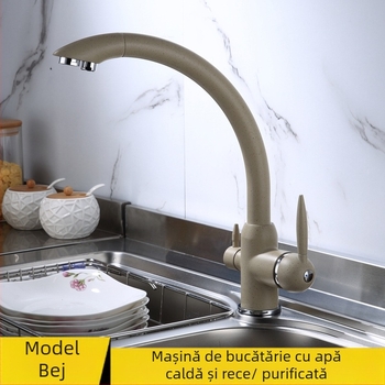 Robinet de bucătărie cu articulație rotativă pentru chiuvetă, apă potabilă directă — corp din cupru, cartuș ceramic, 0–90°C, model 662-2, conectori M10x1