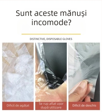 Mănuși de unică folosință îngroșate, cu orificiu pentru agățat, pentru catering și bucătării comerciale, polietilenă, rezistente la praf, grosime 0.013 mm