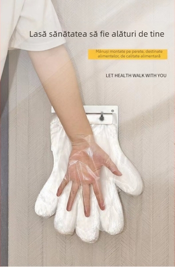 Mănuși de unică folosință îngroșate, cu orificiu pentru agățat, pentru catering și bucătării comerciale, polietilenă, rezistente la praf, grosime 0.013 mm