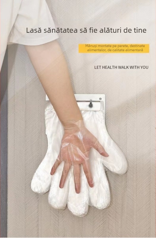 Mănuși de unică folosință îngroșate, cu orificiu pentru agățat, pentru catering și bucătării comerciale, polietilenă, rezistente la praf, grosime 0.013 mm