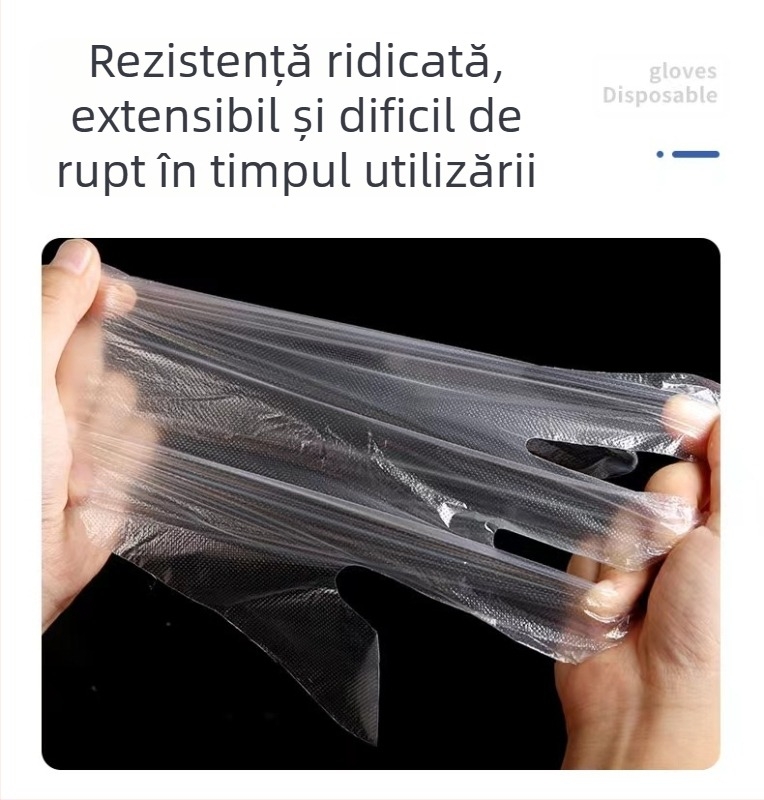 Mănuși de unică folosință îngroșate, cu orificiu pentru agățat, pentru catering și bucătării comerciale, polietilenă, rezistente la praf, grosime 0.013 mm