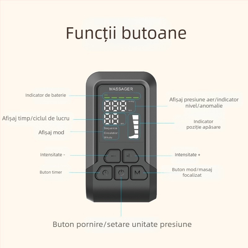 Masajor de picioare cu masaj prin presiune aeriană și încărcare wireless, masaj complet al picioarelor, model ST-504