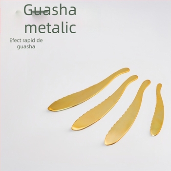 Placă de gua sha din alamă pentru masajul meridianelor – instrument de zgâriere multifuncțional, dimensiuni 19.5 × 3.5 × 0.3 cm