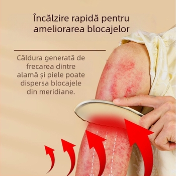 Placă de gua sha din alamă pentru masajul meridianelor – instrument de zgâriere multifuncțional, dimensiuni 19.5 × 3.5 × 0.3 cm